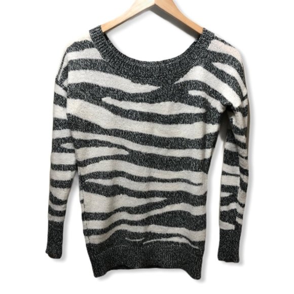 Express Sweaters - {Express} Wool Zebra Striped Metallic Sweater